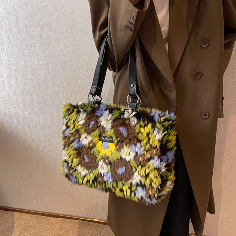 Dames Trendy Bloemen Schoudertas van Zachte Pluche | Larry