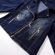 Dames Stijlvolle Slim Fit Denim Jas met Biker Details | Byla