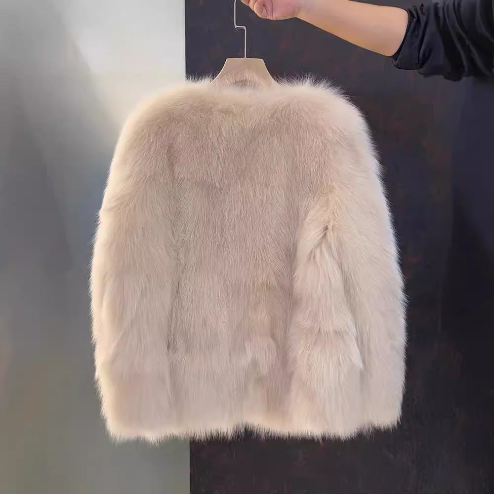 Dames Elegante Trendy Luxe Faux Fur Jas met Zakken | Betania