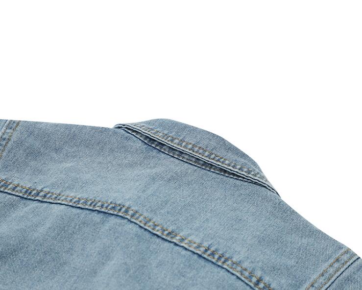 Dames Stijlvolle Korte Denim Biker Model met Grote Kraag | Bazena