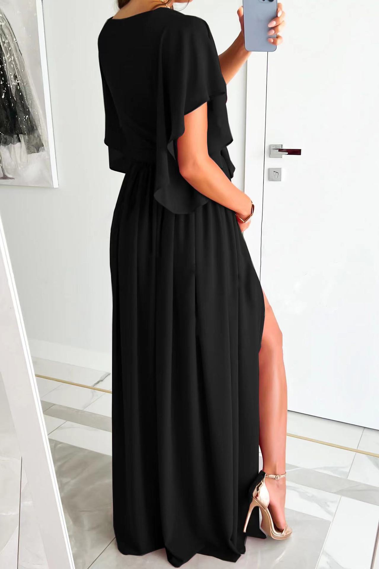 Dames Elegante Maxi Jurk met V-hals en Strikceintuur | Nariva