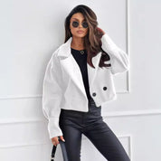 Dames Elegante Korte Wollen Look Jas | Bloomy