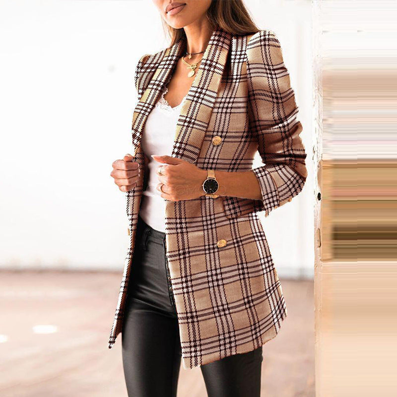 Dames Stijlvolle Modieuze Luxe Geruite Blazer | Bellazya