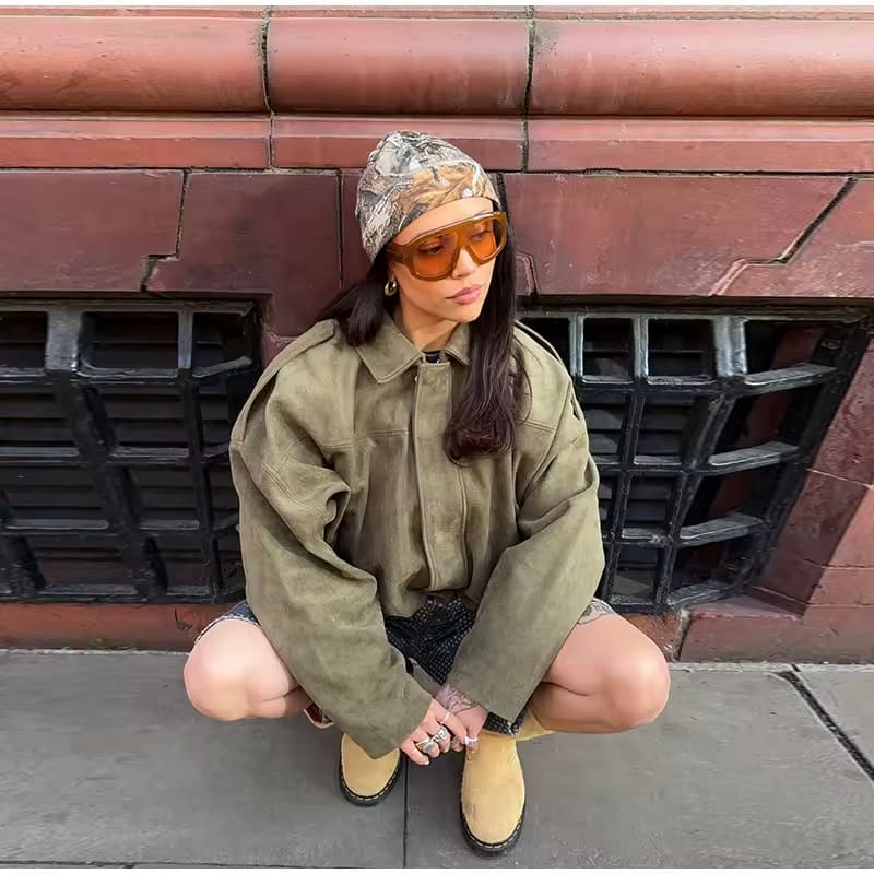 Dames Elegante Suède Leren Look Jas – Trendy en Stijlvol | Bibilana