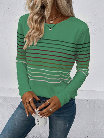 Dames Basic Elegante Stijlvolle Lange Mouwen T-Shirt met Strepen | Tranisa