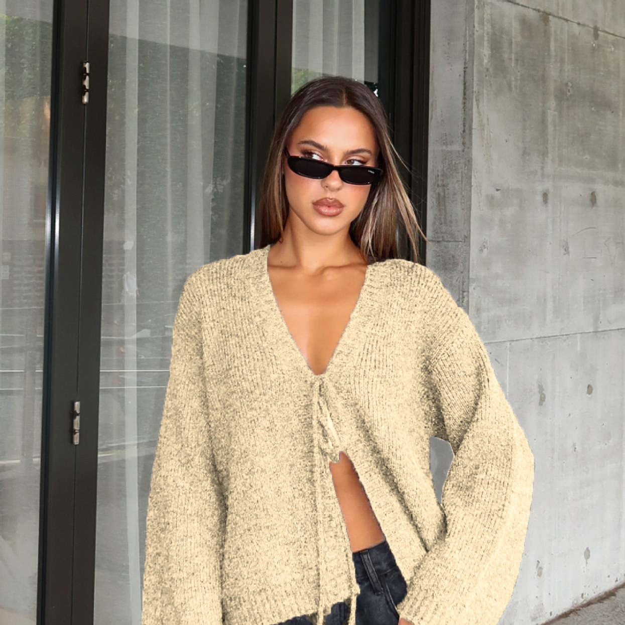 Dames Elegante Gebreid Vest met Striksluiting | Renee