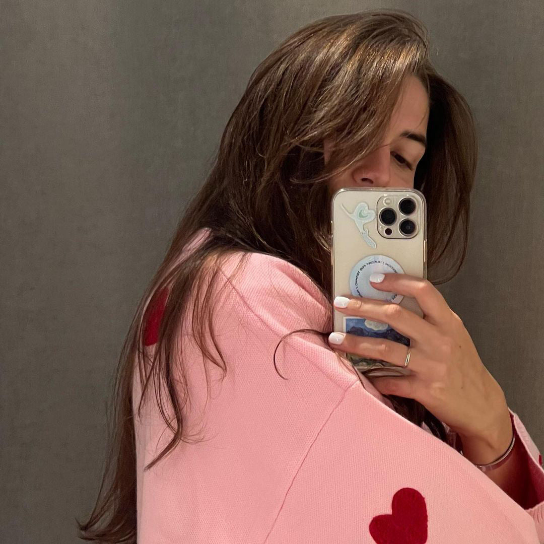 Dames Elegante Stijlvolle Ruimvallende Gebreide Trui met Harten Jacquard | Ralissa