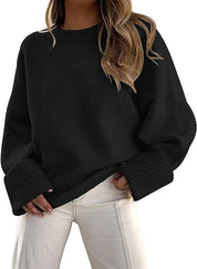 Dames Basic Oversized Veelzijdige Zachte Trui met Ronde Hals | Rumailah