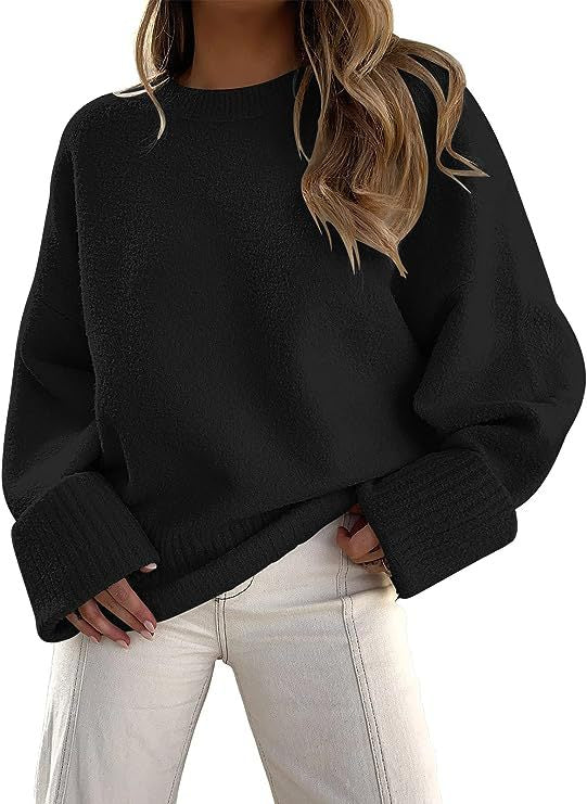 Dames Basic Oversized Veelzijdige Zachte Trui met Ronde Hals | Rumailah