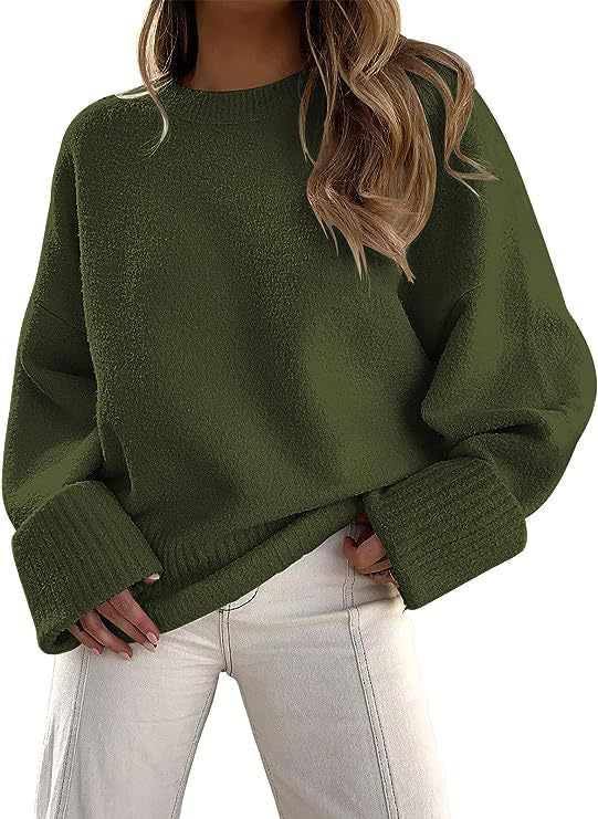 Dames Basic Oversized Veelzijdige Zachte Trui met Ronde Hals | Rumailah