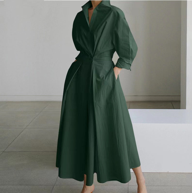Dames Elegante Jurk met Overhemdkraag | Nadira