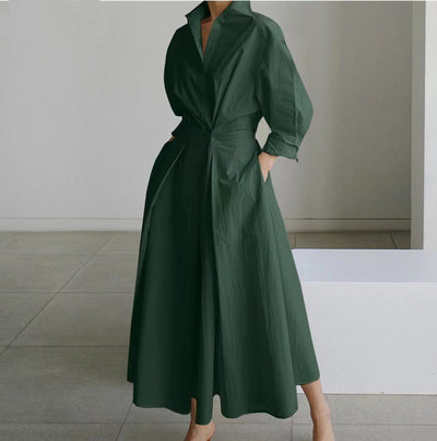 Dames Elegante Jurk met Overhemdkraag | Nadira