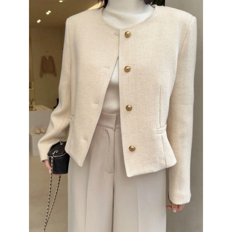 Dames Elegante Warme en Tijdloze Korte Wol Look Blazer | Bisou