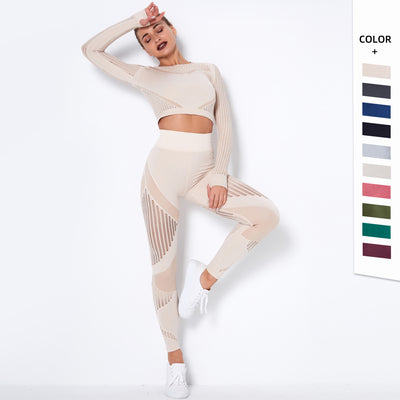 Dames Naadloze Yoga Set met Lange Mouwen | Dominique