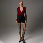 Dames Trendy Body met Diepe V-hals en Schouderaccent | Tuana