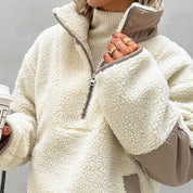 Dames Comfortabele Zachte Fleece Trui met Halve Rits | Raisha