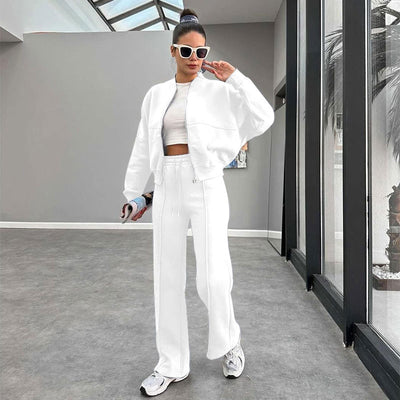 Dames Moderne Sportieve Tweedelige Fleece Set met Jogger en Vest met Rits | Demelza