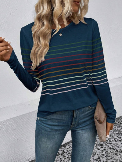 Dames Basic Elegante Stijlvolle Lange Mouwen T-Shirt met Strepen | Tranisa