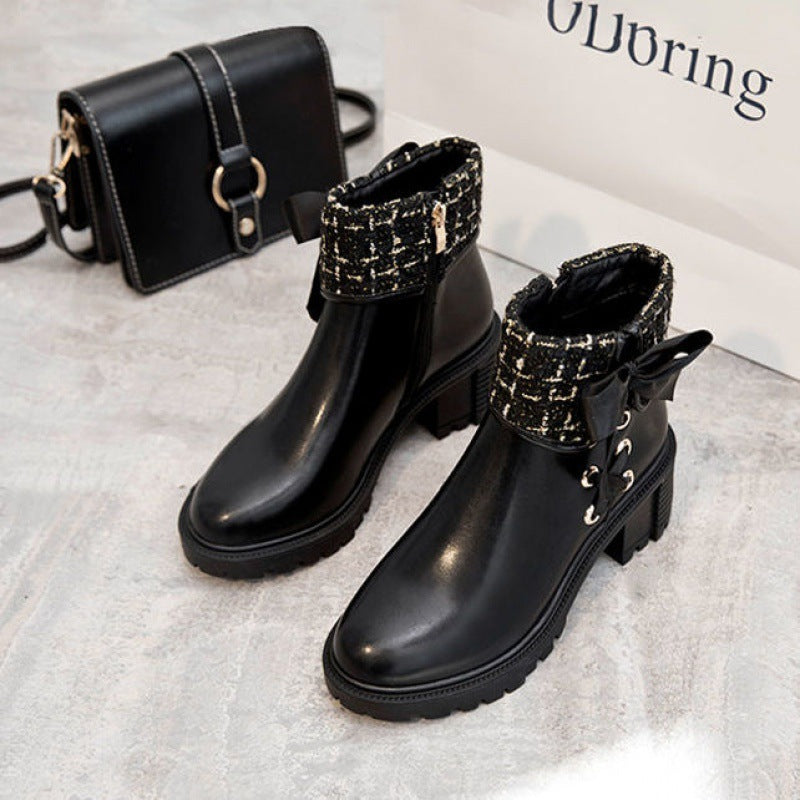 Dames Elegante Enkel Boots met Hak en Strik Detail | Ellen