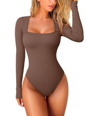 Dames Slimfit Trendy Geribde Dames Body met Vierkante Halslijn | Tayda