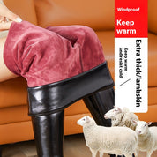 Dames Stijlvolle PU Leren Look Legging met Warme Fleecevoering | Alexa