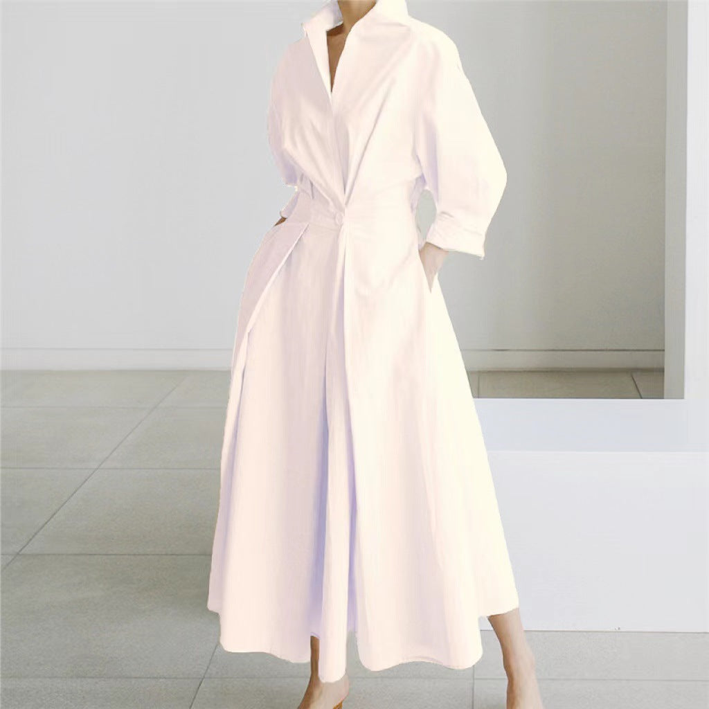 Dames Elegante Jurk met Overhemdkraag | Nadira