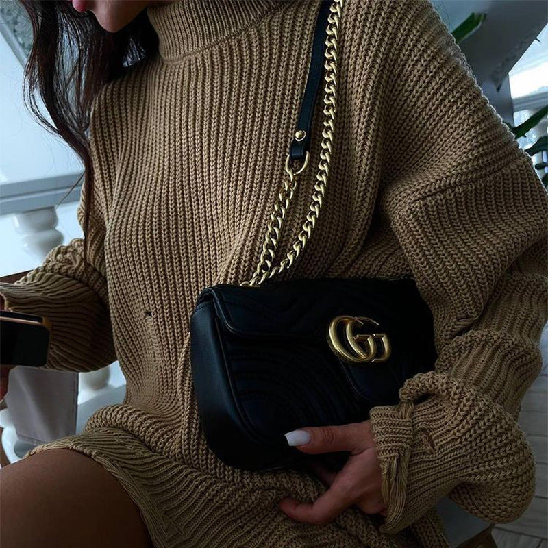 Dames Stijlvolle Modieuze Oversized Trui met Ronde Hals en Destroyed Details | Rusella