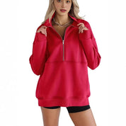 Dames Warme Comfortabele Oversized Half Zip Trui met Kangoeroezak | Sharon