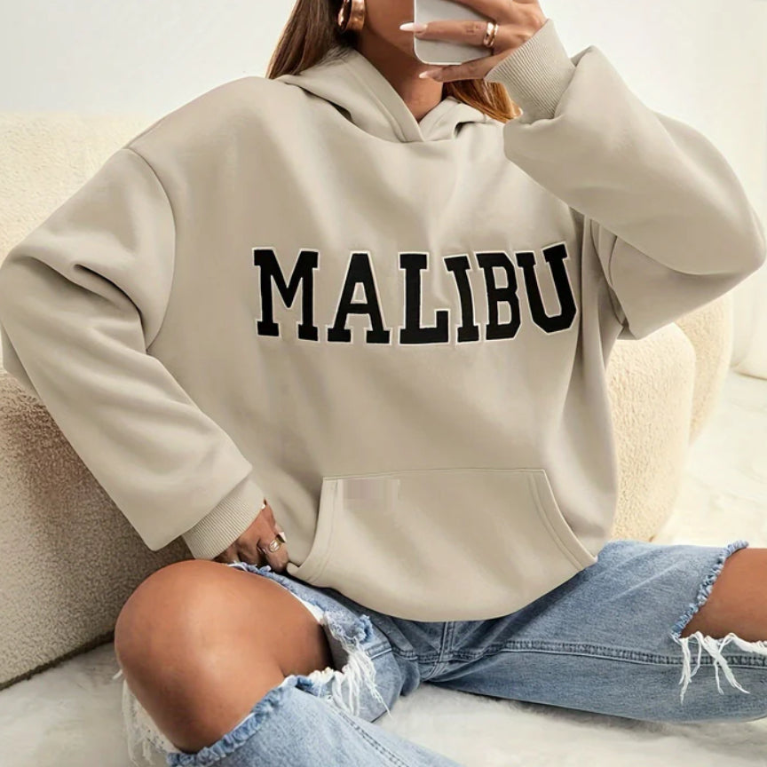 Dames Casual Hoodie met Varsity Malibu Print | Severin