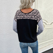 Dames Veelzijdige Casual Lange Mouwen Top met Tijger Print en Kleuren Blok | Taylor