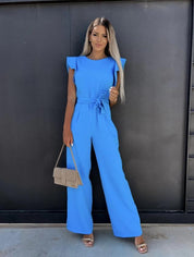 Dames Trendy Jumpsuit met Hoge Taille en Strikceintuur | Aveida
