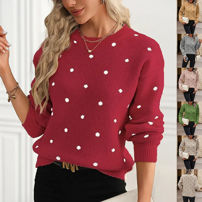 Dames Stijlvolle Trendy Gebreide Trui met Polkadots | Rocha