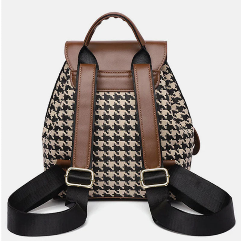 Dames Trendy Veelzijdige Rugzak met Houndstooth Patroon | Lupa