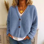 Dames Elegante Warme fleece Vest met V-hals en Knopen | Razina