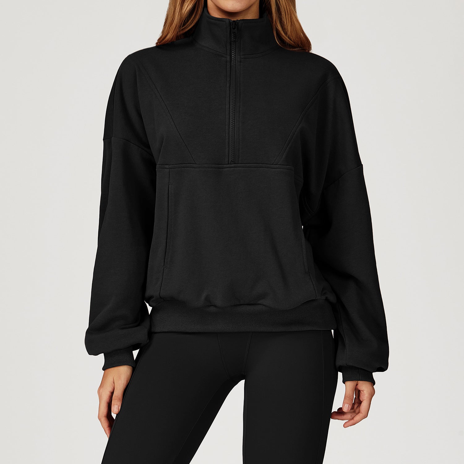 Dames Sportieve Comfortabele Sweatshirt met Halve Rits | Serelis