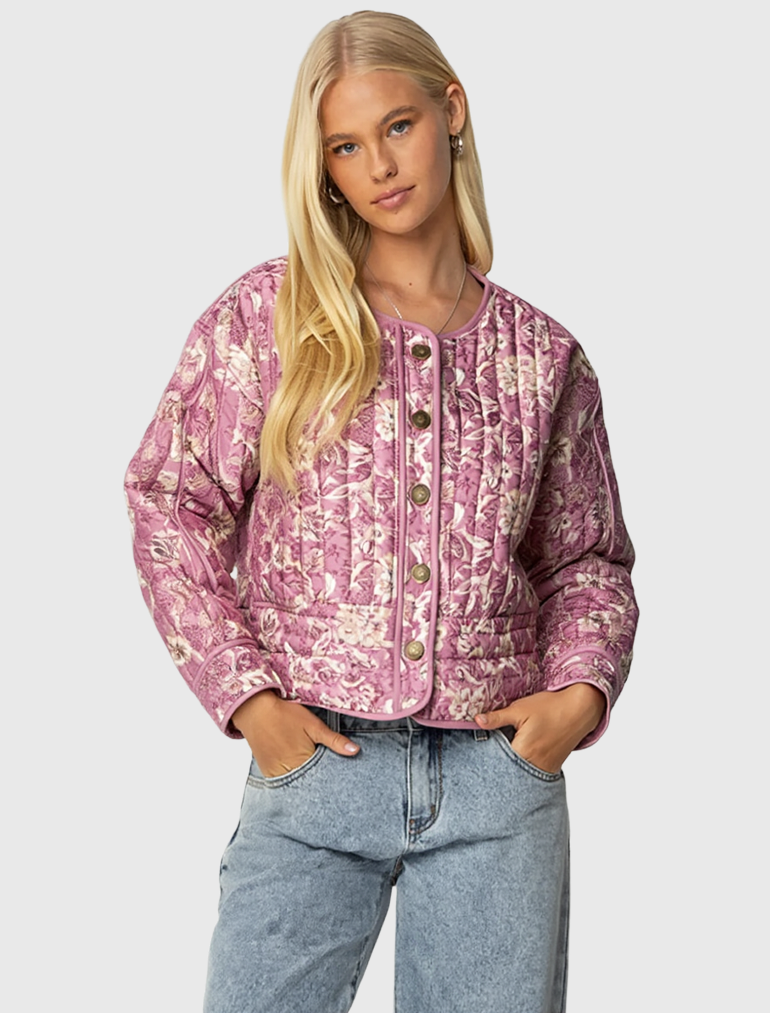 Dames Gewatteerde Bloemenprint Jas | Brielle