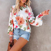 Dames Trendy Stijlvolle Bloemen Print Top met Pof Mouwen | Hester