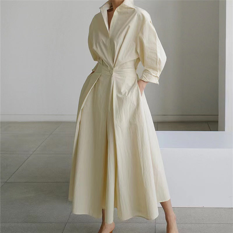 Dames Elegante Jurk met Overhemdkraag | Nadira