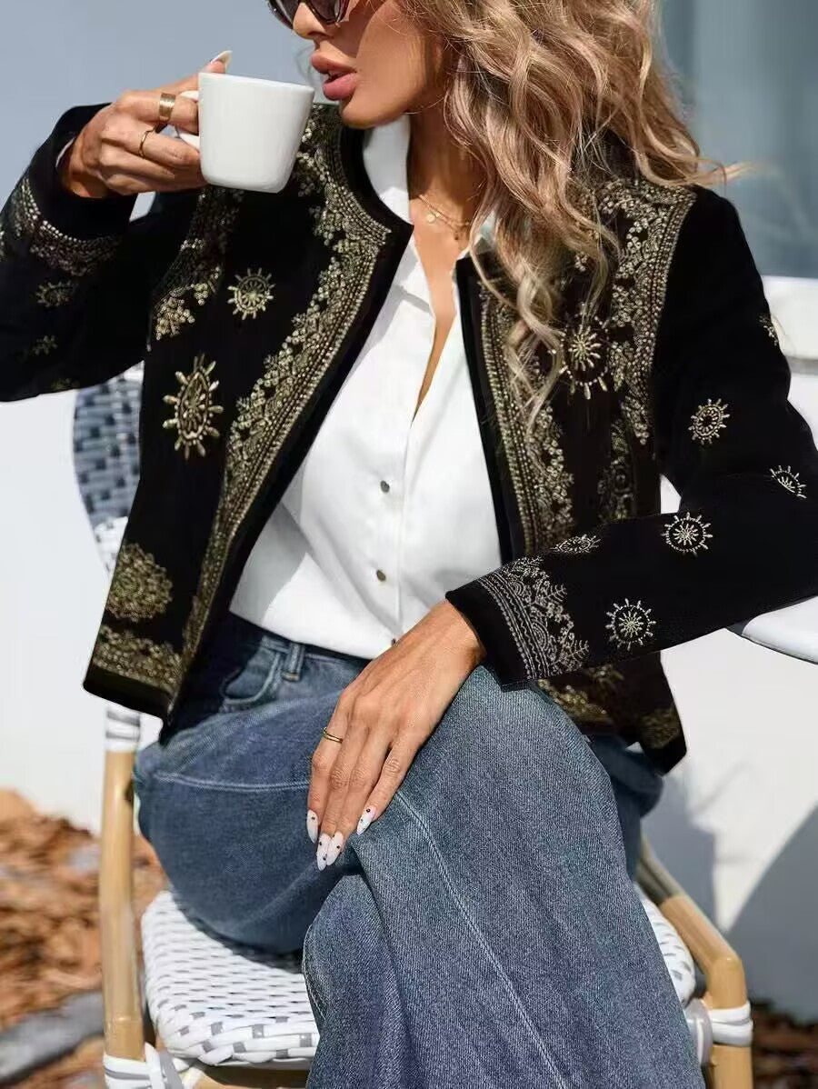 Dames Stijlvolle Geborduurd Velvet Look Jasje | Branna