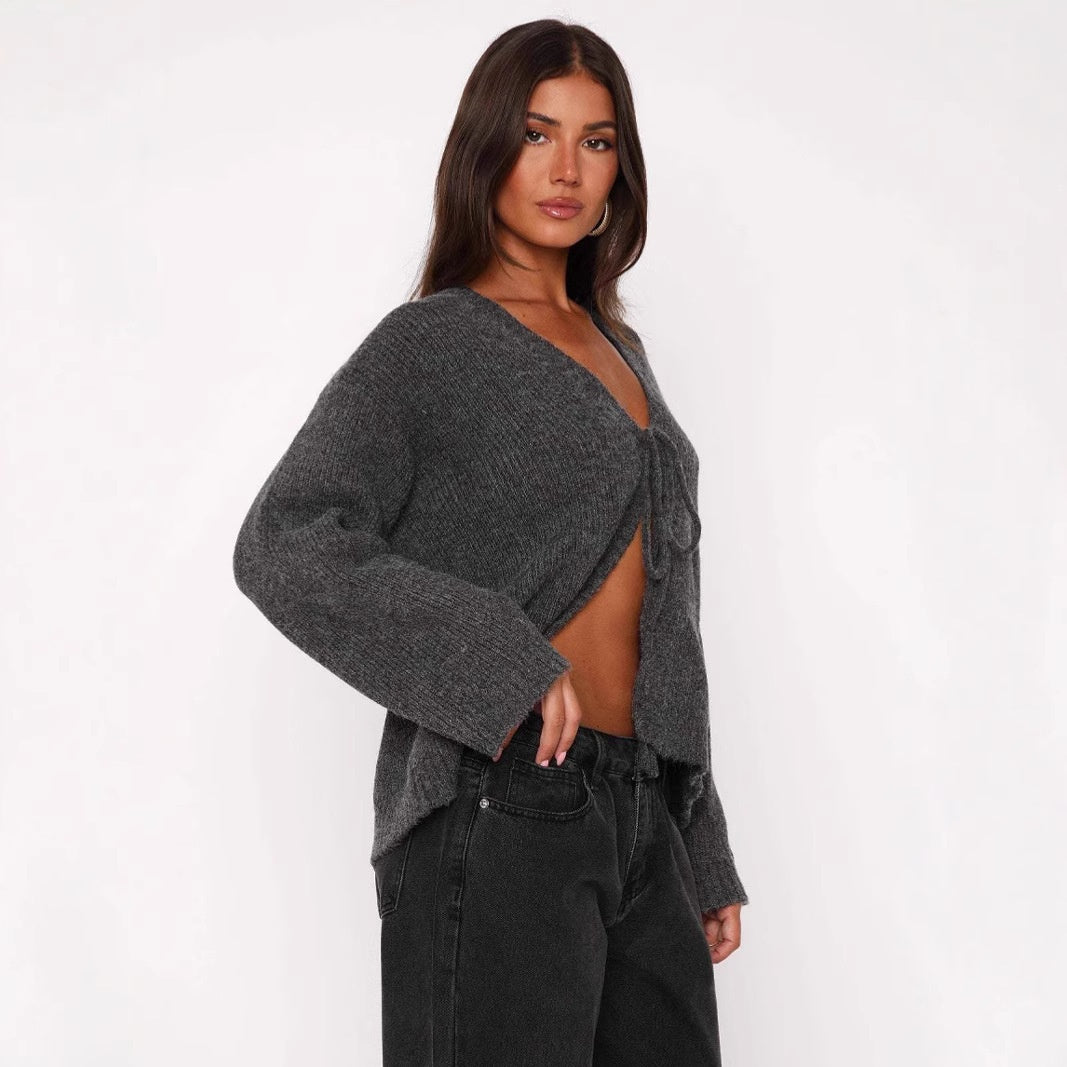 Dames Elegante Gebreid Vest met Striksluiting | Renee