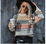 Dames Warme Trendy Gebreide Trui met Aztec Folklore Print | Rensy