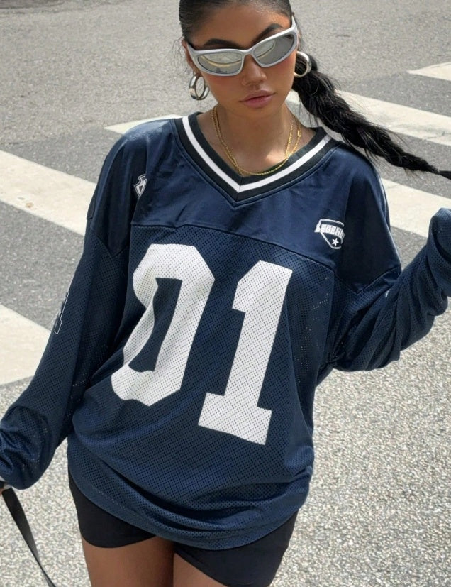Dames Oversized Football T-shirt met Nummerprint | Sporty Streetstyle Statement | Glaudia