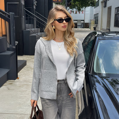 Dames Elegante Basic Vest met Capuchon en Rits | Sabine