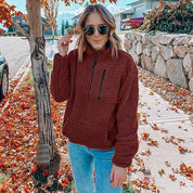 Dames Warme Teddy Fleece Trui met Hoge Kraag en Rits | Sael