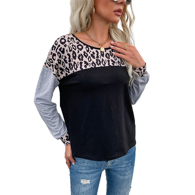 Dames Veelzijdige Casual Lange Mouwen Top met Tijger Print en Kleuren Blok | Taylor