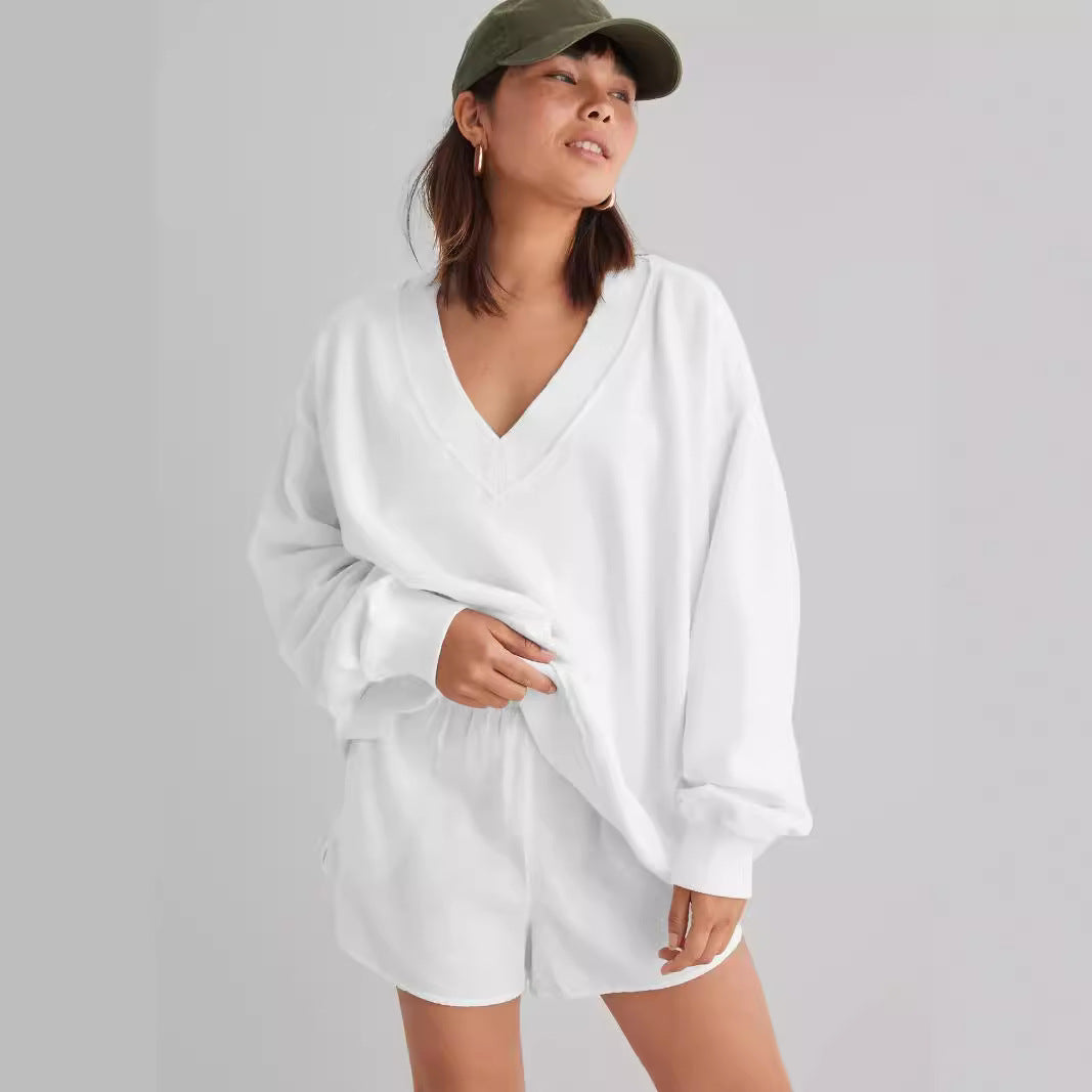 Dames Comfortabele Basic Lounge Sweater met V-Hals | Sana