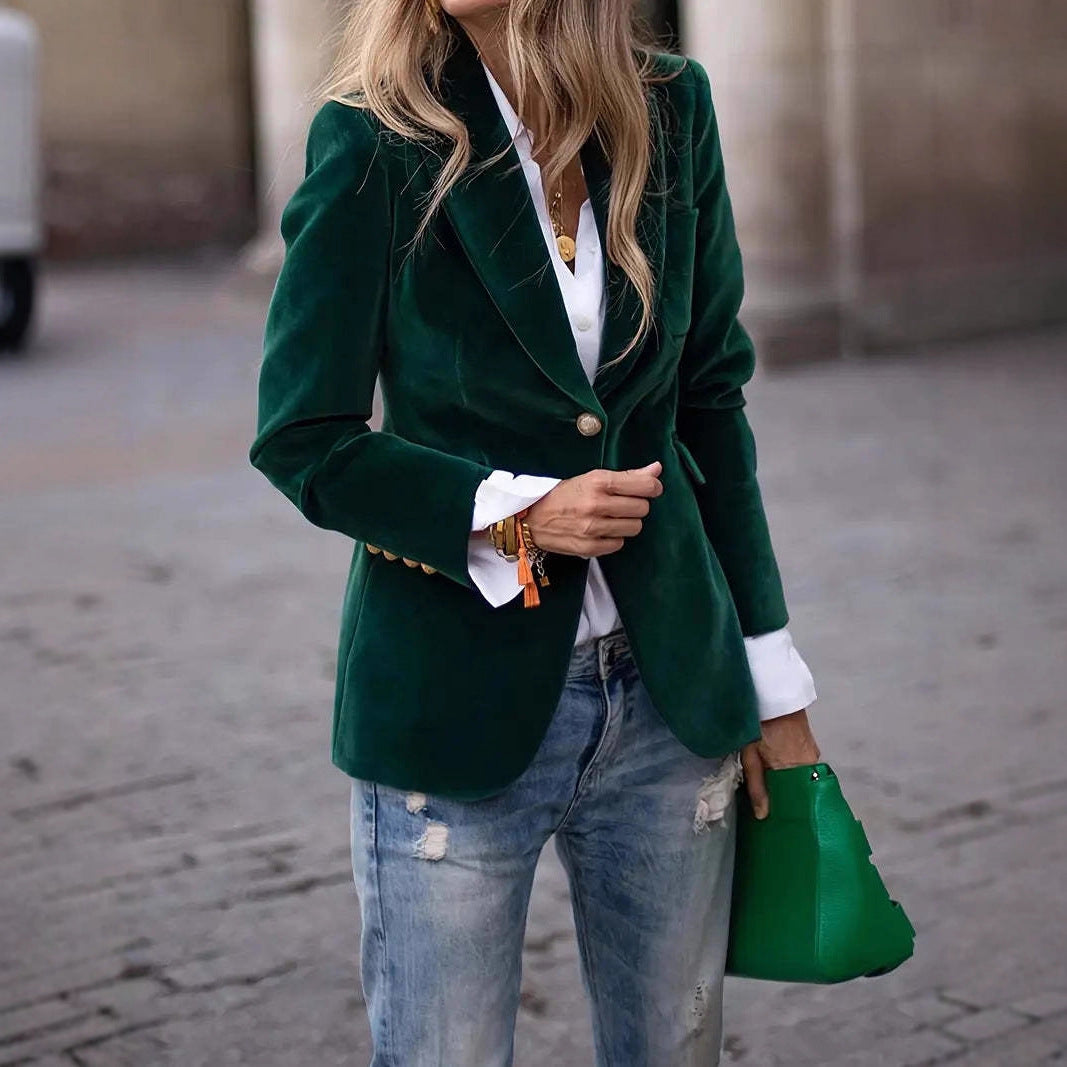 Dames Trendy Veelzijdige Fluwelen Look Blazer | Bathseba