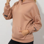 Dames Casual Warme Hoodie met Fleece Voering met Text Print | Savelia