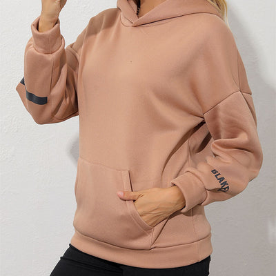 Dames Casual Warme Hoodie met Fleece Voering met Text Print | Savelia