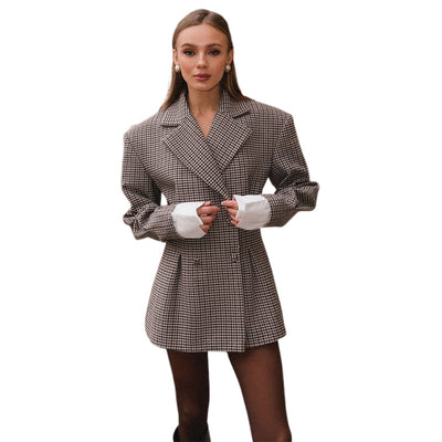Dames Stijlvolle Geruite Blazer met Plooien | Briony